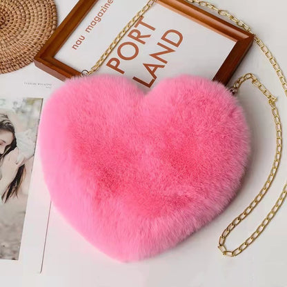 Love Bags For Women Plush Chain Shoulder Bags Valentine's Day Party Bag