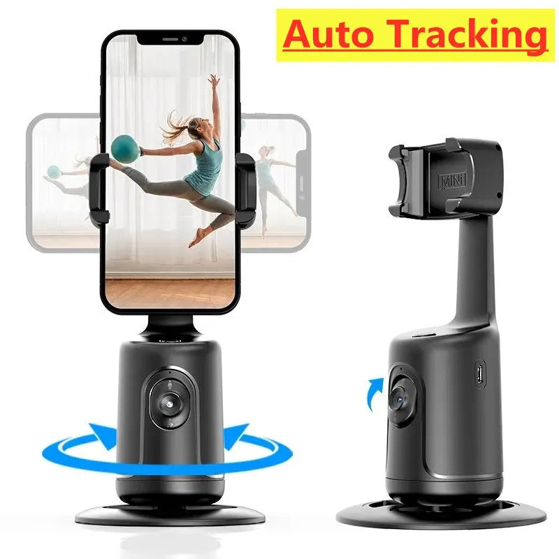 360° Auto Face Tracking Gimbal – AI Smart Phone Holder for Vlogging & Live Streaming